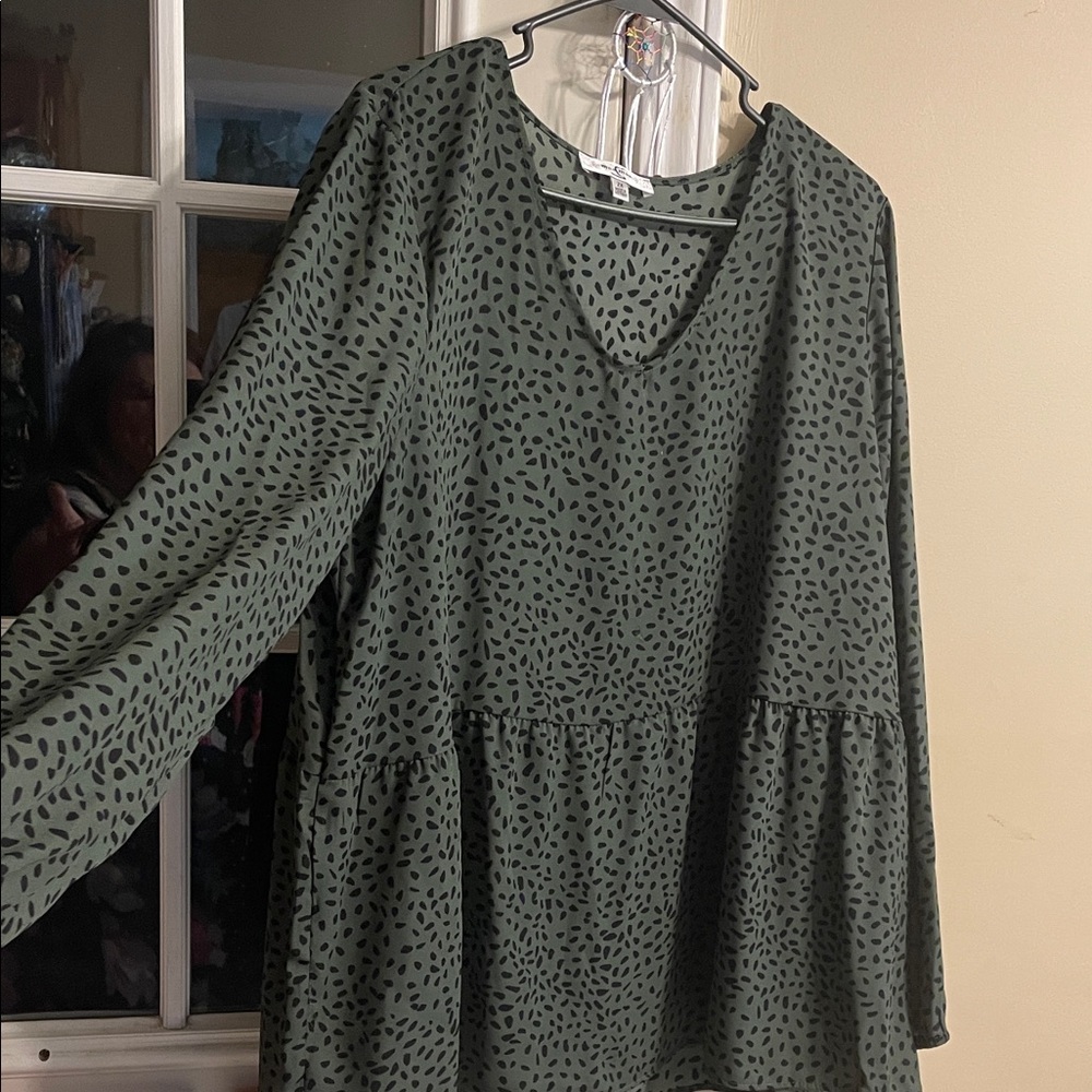 Moa Moa Olive Patterned Blouse